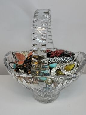 Crystal Basket Filled with Jewelry